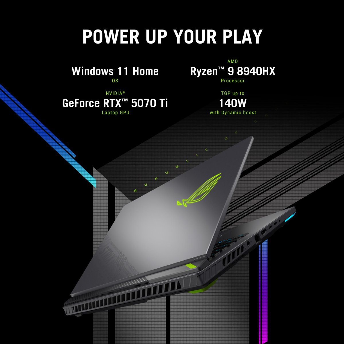 ASUS ROG Strix G16 G614PR-RV016W AMD Ryzen™ 9 8940HX Laptop 40.6 cm (16") WUXGA 16 GB DDR5-SDRAM 1 TB SSD NVIDIA GeForce RTX 5070 Ti Wi-Fi 6E (802.11ax) Windows 11 Home Black, Grey - Image 11