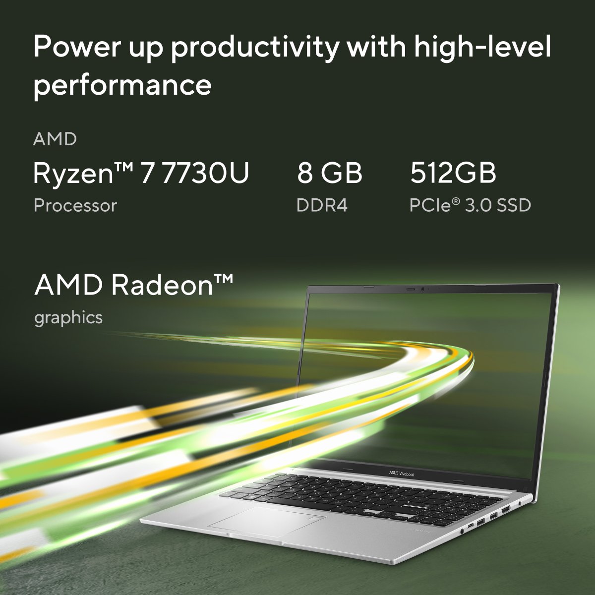 ASUS Vivobook 15 M1502YA-BQ165W AMD Ryzen™ 7 7730U Laptop 39.6 cm (15.6") Full HD 8 GB DDR4-SDRAM 512 GB SSD Wi-Fi 6E (802.11ax) Windows 11 Home Silver - Image 6