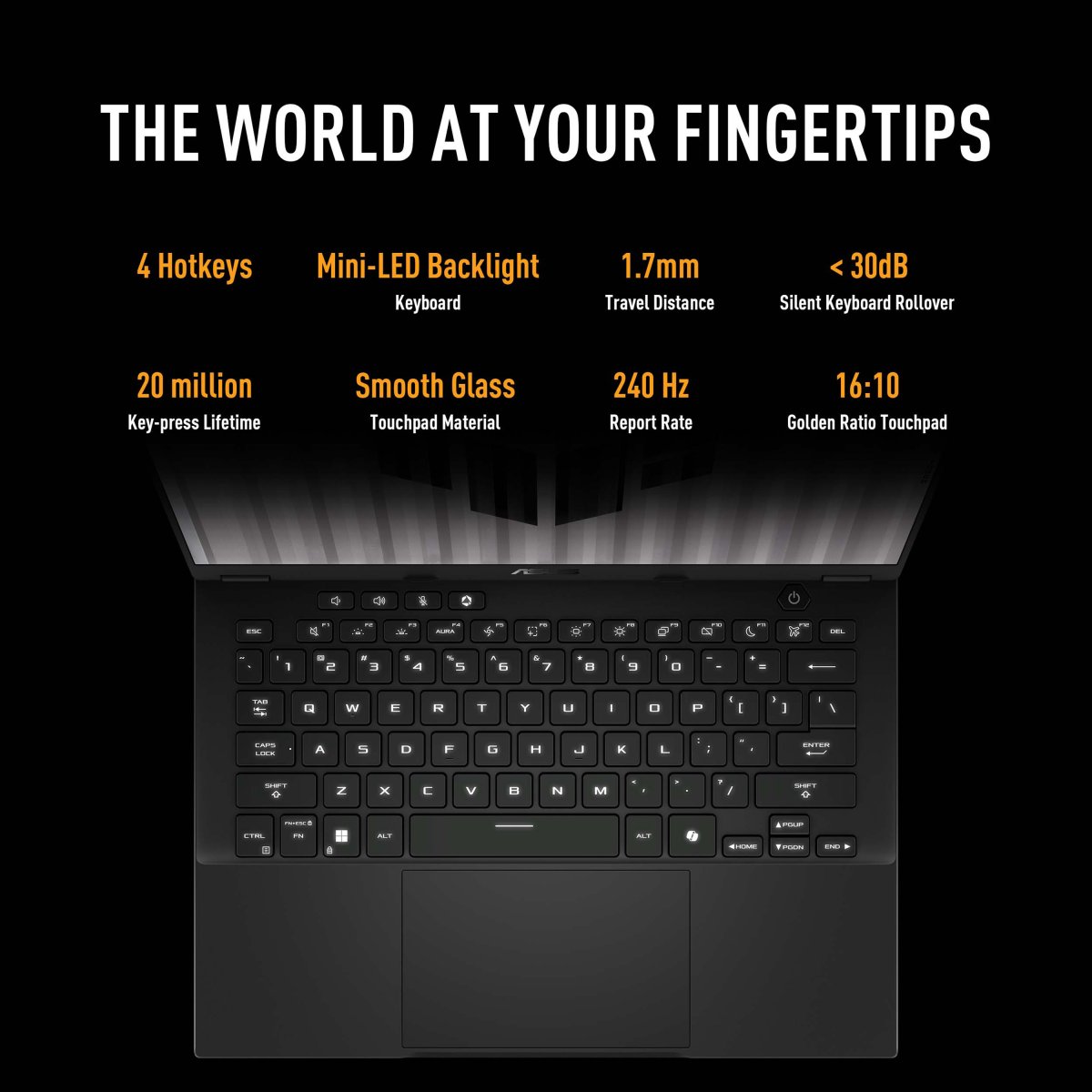 ASUS TUF Gaming A14 FA401UH-RG007W AMD Ryzen™ 7 260 Laptop 35.6 cm (14") WQXGA 16 GB LPDDR5x-SDRAM 1 TB SSD NVIDIA® GeForce RTX™ 5050 Wi-Fi 6E (802.11ax) Windows 11 Home Black, Grey - Image 14