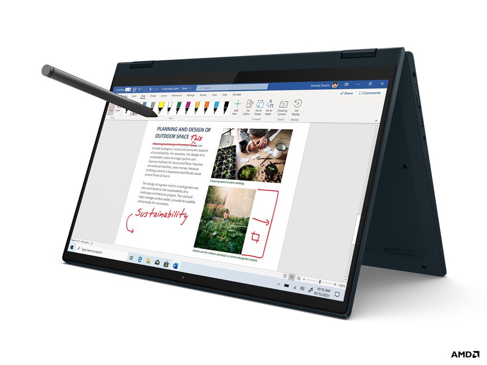 Lenovo IdeaPad Flex 5 14ALC05 AMD Ryzen™ 7 5700U Hybrid (2-in-1) 35.6 cm (14") Touchscreen Full HD 8 GB DDR4-SDRAM 512 GB SSD Wi-Fi 5 (802.11ac) Windows 10 Home in S mode UK English Blue