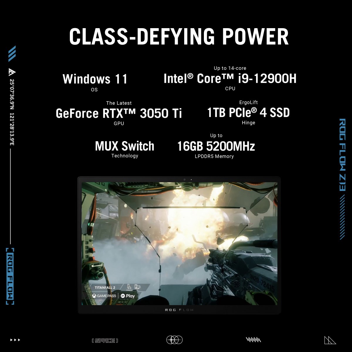 ASUS ROG Flow Z13 GZ301ZE-LC218W Intel® Core™ i9 i9-12900H Hybrid (2-in-1) 34 cm (13.4") Touchscreen WQUXGA 16 GB LPDDR5-SDRAM 1 TB SSD NVIDIA GeForce RTX 3050 Ti Wi-Fi 6E (802.11ax) Windows 11 Home Black - Image 15