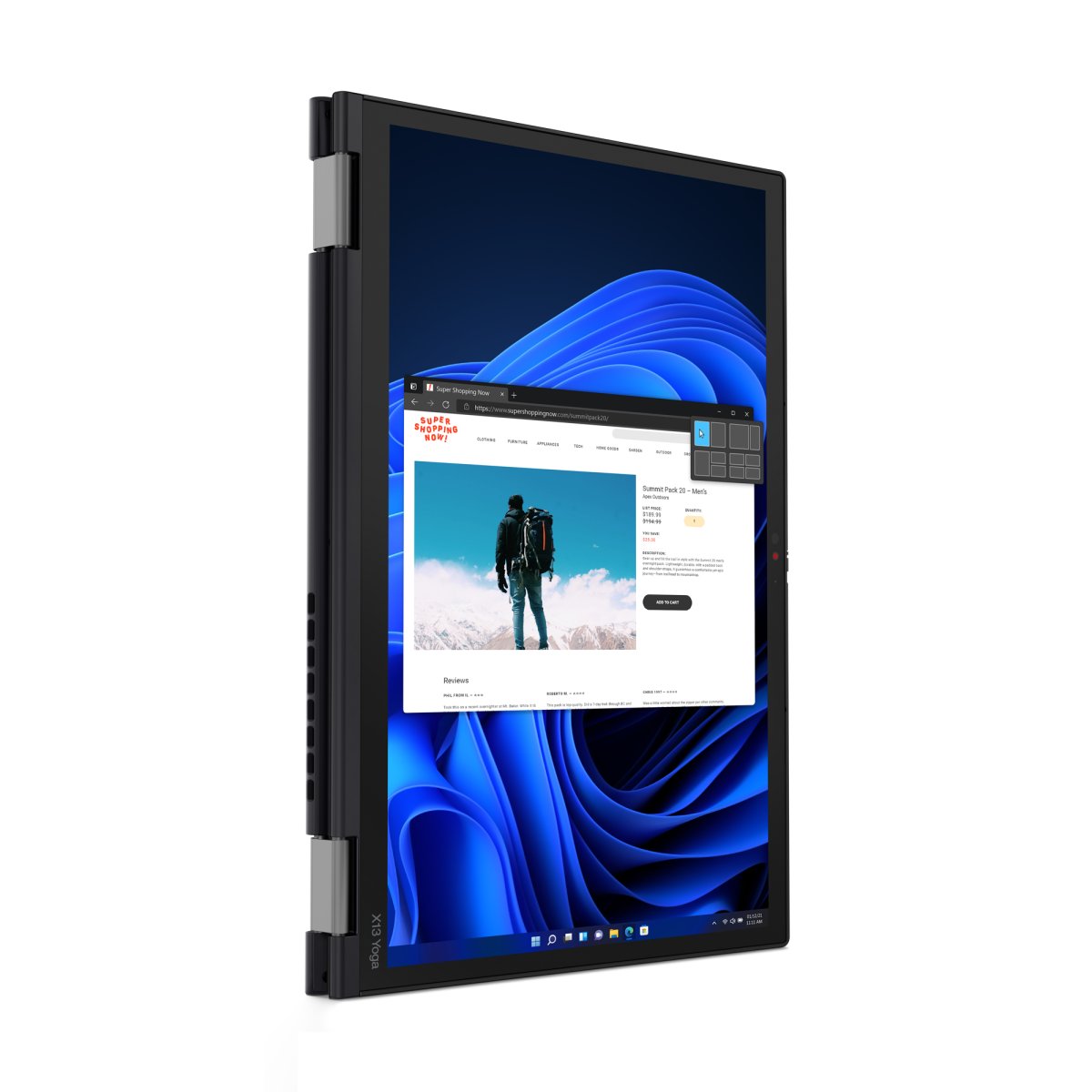 Lenovo ThinkPad X13 Yoga Gen 3 Intel® Core™ i5 i5-1235U Hybrid (2-in-1) 13.3" Touchscreen WUXGA 16 GB LPDDR4x-SDRAM 256 GB SSD Wi-Fi 6E (802.11ax) Windows 11 Pro UK English Black - Image 10